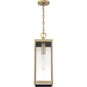Quoizel Westover 21in 1-Light Outdoor Pendant | Industrial Antique Brass and Clear Seedy Glass | Covered Porch & Entryway | Model WVR1907A
