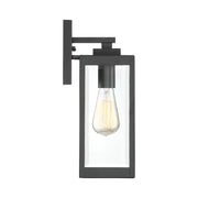 Quoizel Westover 14in 1-Light Outdoor Wall Lantern | Modern Industrial Earth Black and Clear Beveled Glass | Front Door & Porch | Model WVR8405EK