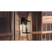 Quoizel Westover 14in 1-Light Outdoor Wall Lantern | Modern Industrial Earth Black and Clear Beveled Glass | Front Door & Porch | Model WVR8405EK