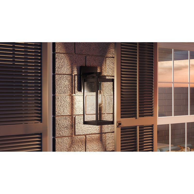 Quoizel Westover 14in 1-Light Outdoor Wall Lantern | Modern Industrial Earth Black and Clear Beveled Glass | Front Door & Porch | Model WVR8405EK
