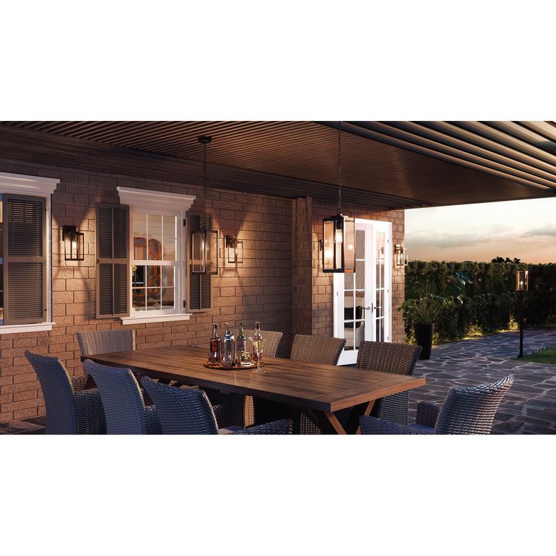 Quoizel Westover 14in 1-Light Outdoor Wall Lantern | Modern Industrial Earth Black and Clear Beveled Glass | Front Door & Porch | Model WVR8405EK