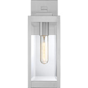 Quoizel Westover 5in 1-Light Outdoor Wall Lantern | Modern Industrial Stainless Steel and Clear Beveled Glass | Front Door & Porch | Model WVR8405SS