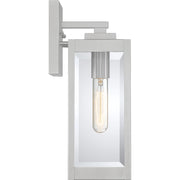 Quoizel Westover 5in 1-Light Outdoor Wall Lantern | Modern Industrial Stainless Steel and Clear Beveled Glass | Front Door & Porch | Model WVR8405SS