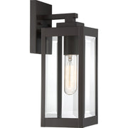 Quoizel Westover 5in 1-Light Outdoor Wall Lantern | Modern Industrial Western Bronze and Clear Beveled Glass | Front Door & Porch | Model WVR8405WT