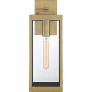 Quoizel Westover 6in 1-Light Outdoor Wall Lantern | Modern Industrial Antique Brass and Clear Seedy Glass | Front Door & Porch | Model WVR8406A