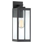 Quoizel Westover 6in 1-Light Outdoor Wall Lantern | Modern Industrial Earth Black and Clear Beveled Glass | Front Door & Porch | Model WVR8406EK
