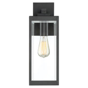 Quoizel Westover 6in 1-Light Outdoor Wall Lantern | Modern Industrial Earth Black and Clear Beveled Glass | Front Door & Porch | Model WVR8406EK