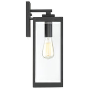 Quoizel Westover 6in 1-Light Outdoor Wall Lantern | Modern Industrial Earth Black and Clear Beveled Glass | Front Door & Porch | Model WVR8406EK