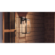 Quoizel Westover 6in 1-Light Outdoor Wall Lantern | Modern Industrial Earth Black and Clear Beveled Glass | Front Door & Porch | Model WVR8406EK