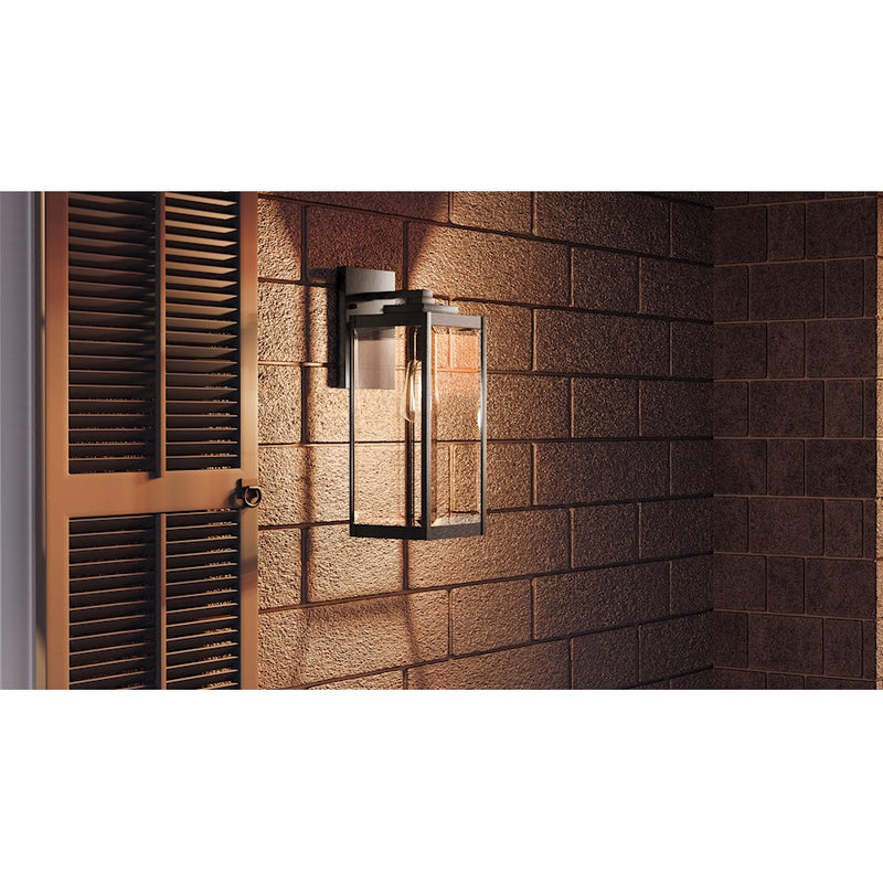 Quoizel Westover 6in 1-Light Outdoor Wall Lantern | Modern Industrial Earth Black and Clear Beveled Glass | Front Door & Porch | Model WVR8406EK