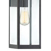 Quoizel Westover 6in 1-Light Outdoor Wall Lantern | Modern Industrial Earth Black and Clear Beveled Glass | Front Door & Porch | Model WVR8406EK
