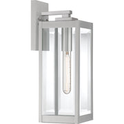 Quoizel Westover 17in 1-Light Outdoor Wall Lantern | Modern Industrial Stainless Steel and Clear Beveled Glass | Front Door & Porch | Model WVR8406SS