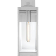 Quoizel Westover 17in 1-Light Outdoor Wall Lantern | Modern Industrial Stainless Steel and Clear Beveled Glass | Front Door & Porch | Model WVR8406SS