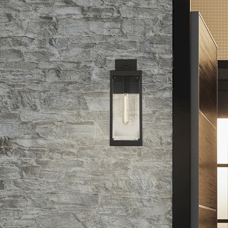 Quoizel Westover 17in 1-Light Outdoor Wall Lantern | Modern Industrial Western Bronze and Clear Beveled Glass | Front Door & Porch | Model WVR8406WT