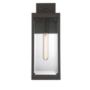 Quoizel Westover 17in 1-Light Outdoor Wall Lantern | Modern Industrial Western Bronze and Clear Beveled Glass | Front Door & Porch | Model WVR8406WT