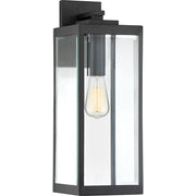 Quoizel Westover 20in 1-Light Outdoor Wall Lantern | Modern Industrial Earth Black and Clear Beveled Glass | Front Door & Porch | Model WVR8407EK