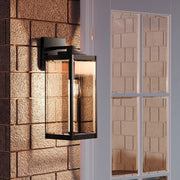 Quoizel Westover 20in 1-Light Outdoor Wall Lantern | Modern Industrial Earth Black and Clear Beveled Glass | Front Door & Porch | Model WVR8407EK
