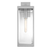 Quoizel Westover 20in 1-Light Outdoor Wall Lantern | Modern Industrial Stainless Steel and Clear Beveled Glass | Front Door & Porch | Model WVR8407SS