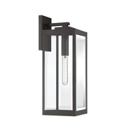 Quoizel Westover 20in 1-Light Outdoor Wall Lantern | Modern Industrial Western Bronze and Clear Beveled Glass | Front Door & Porch | Model WVR8407WT