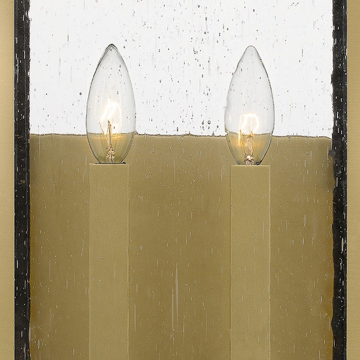 Quoizel Westover 2 Light Outdoor Lantern, Antique Brass/Clear Seedy