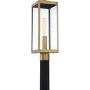 Quoizel Westover 20in 1-Light Outdoor Post Lantern | Industrial Antique Brass and Clear Seedy Glass | Driveway & Walkway | Model WVR9007A