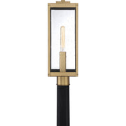 Quoizel Westover 20in 1-Light Outdoor Post Lantern | Industrial Antique Brass and Clear Seedy Glass | Driveway & Walkway | Model WVR9007A