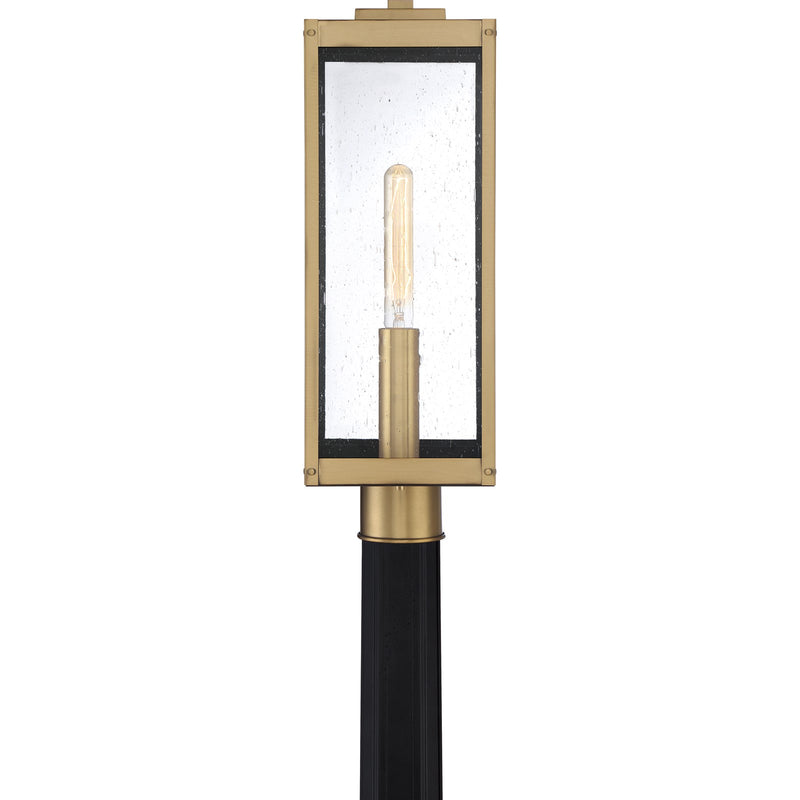 Quoizel Westover 20in 1-Light Outdoor Post Lantern | Industrial Antique Brass and Clear Seedy Glass | Driveway & Walkway | Model WVR9007A