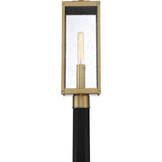 Quoizel Westover 20in 1-Light Outdoor Post Lantern | Industrial Antique Brass and Clear Seedy Glass | Driveway & Walkway | Model WVR9007A