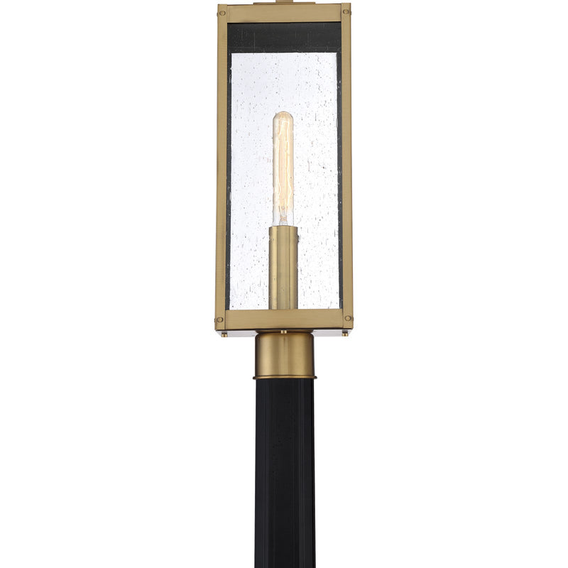 Quoizel Westover 20in 1-Light Outdoor Post Lantern | Industrial Antique Brass and Clear Seedy Glass | Driveway & Walkway | Model WVR9007A
