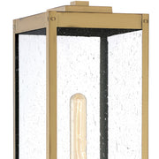 Quoizel Westover 20in 1-Light Outdoor Post Lantern | Industrial Antique Brass and Clear Seedy Glass | Driveway & Walkway | Model WVR9007A