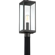 Quoizel Westover 20in 1-Light Outdoor Post Lantern | Modern Industrial Earth Black and Clear Beveled Glass | Driveway & Walkway | Model WVR9007EK