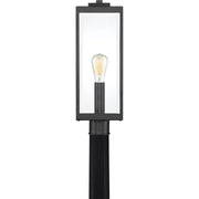 Quoizel Westover 20in 1-Light Outdoor Post Lantern | Modern Industrial Earth Black and Clear Beveled Glass | Driveway & Walkway | Model WVR9007EK