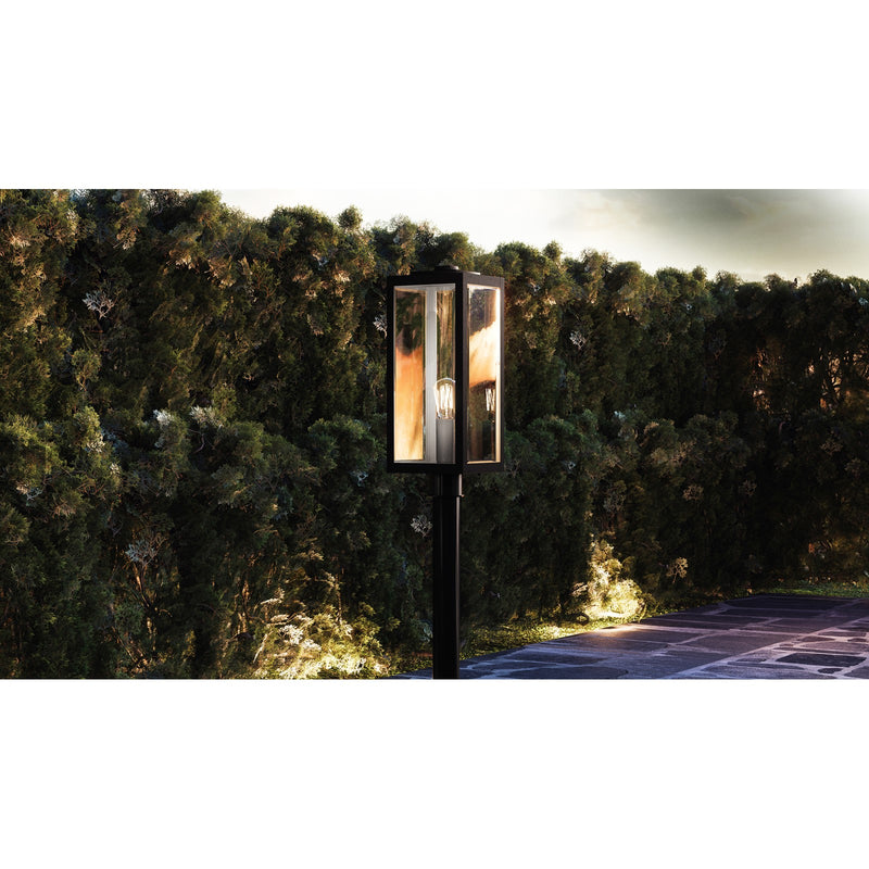Quoizel Westover 20in 1-Light Outdoor Post Lantern | Modern Industrial Earth Black and Clear Beveled Glass | Driveway & Walkway | Model WVR9007EK
