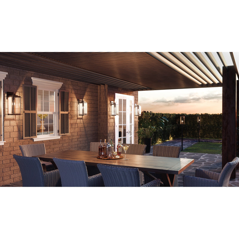 Quoizel Westover 20in 1-Light Outdoor Post Lantern | Modern Industrial Earth Black and Clear Beveled Glass | Driveway & Walkway | Model WVR9007EK