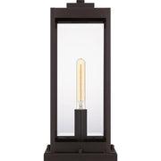 Quoizel Westover 8.5in 1-Light Outdoor Pier Mount | Modern Industrial Western Bronze and Clear Beveled Glass | Gate Post & Column | Model WVR9107WT