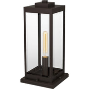 Quoizel Westover 8.5in 1-Light Outdoor Pier Mount | Modern Industrial Western Bronze and Clear Beveled Glass | Gate Post & Column | Model WVR9107WT