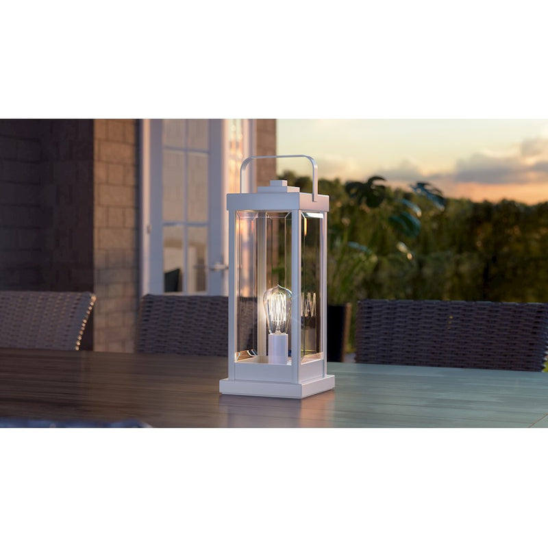 Quoizel Westover 1 Light 18" Table Lamp, Stainless Steel/Beveled