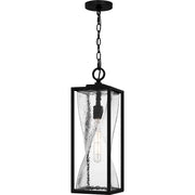 Quoizel Zarah 1Light Mini Pendant, Matte Black/Clear Hammered Glass - ZAR1507MBK