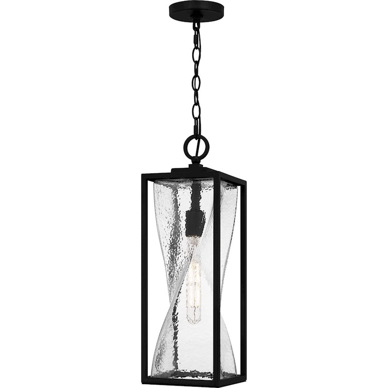 Quoizel Zarah 1Light Mini Pendant, Matte Black/Clear Hammered Glass - ZAR1507MBK
