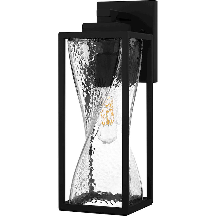 Quoizel Zarah 1Lt 14" Outdoor Lantern, Black/Clear Hammered Glass