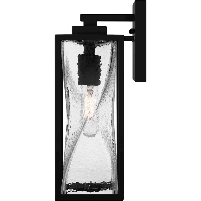 Quoizel Zarah 1Lt 14" Outdoor Lantern, Black/Clear Hammered Glass