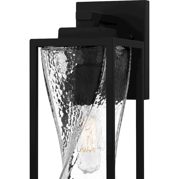 Quoizel Zarah 1Lt 14" Outdoor Lantern, Black/Clear Hammered Glass