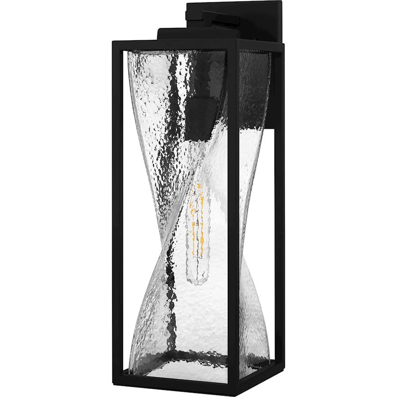 Quoizel Zarah 1Lt 20" Outdoor Lantern, Black/Clear Hammered Glass