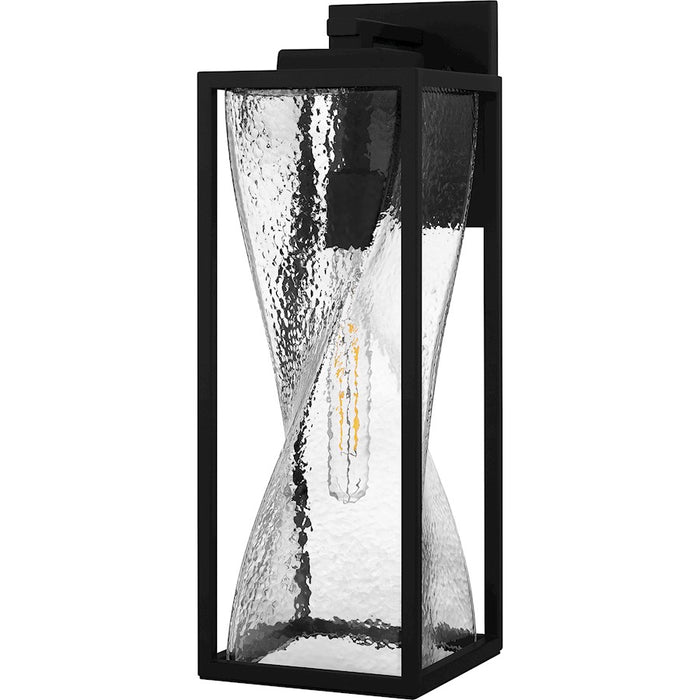 Quoizel Zarah 1Lt 20" Outdoor Lantern, Black/Clear Hammered Glass