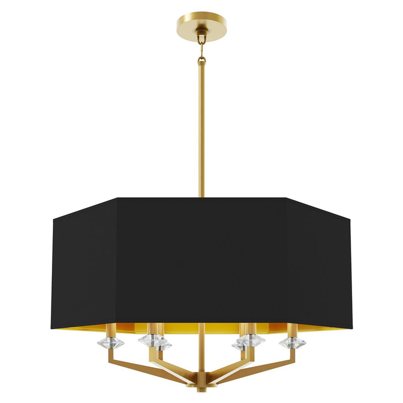 Robert Abbey Jacqueline 6 Lt, Modern Brass/Satin Blk/Matte Gold Lining - 1199B