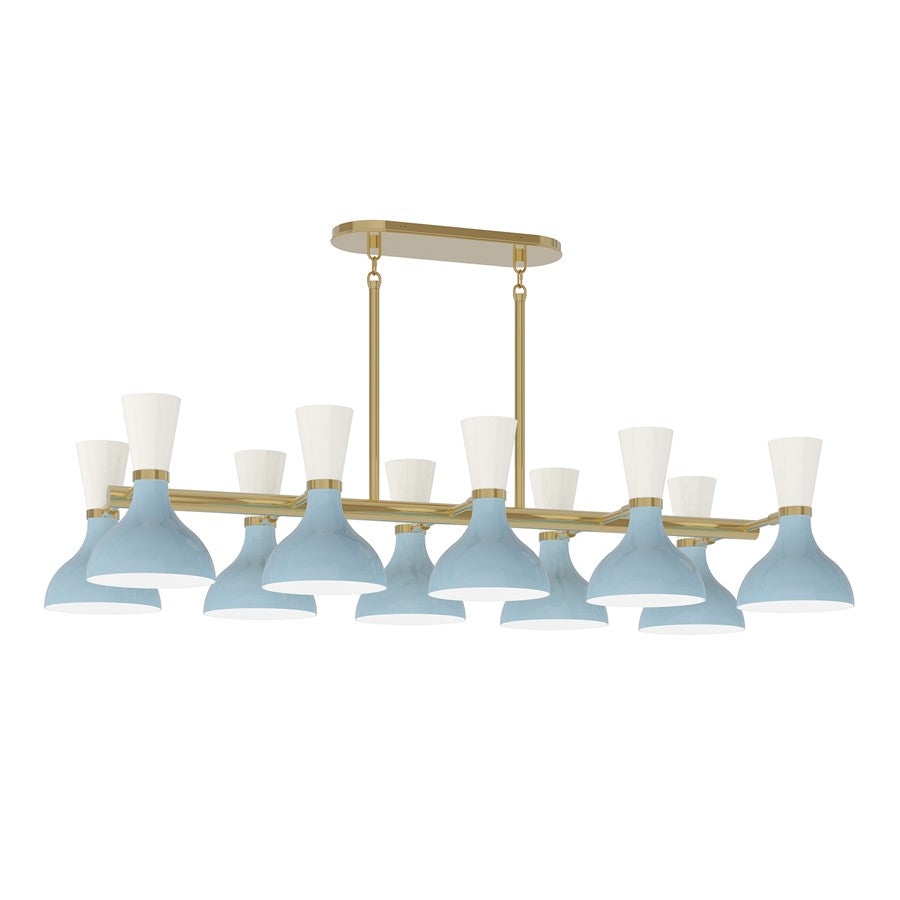 Robert Abbey Clare 10 Lt Chandelier, Baby Blue/Lily, Gold/Blue - BB20LY
