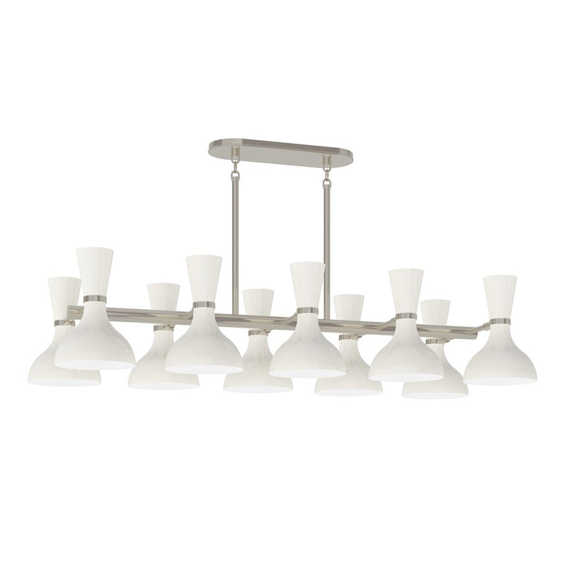 Robert Abbey Clare 10 Lt Chandelier, Lily, Silver/Wht - LY21LY