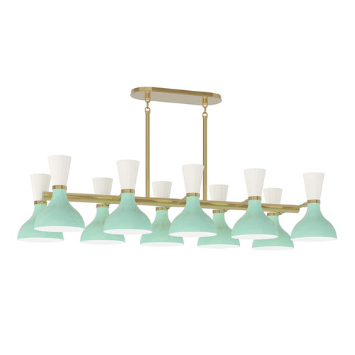 Robert Abbey Clare 10 Lt Chandelier, Gold/Green/Wht/Mint/Lily - MN20LY