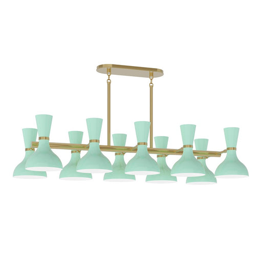Robert Abbey Clare 10 Lt Chandelier, Mint, Gold/Green - MN20MN