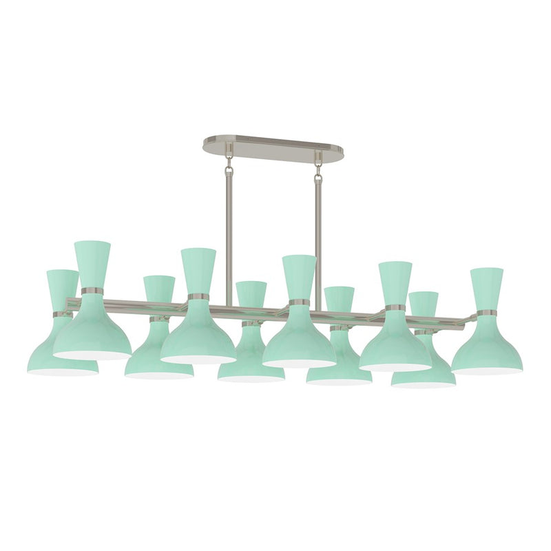 Robert Abbey Clare 10 Lt Chandelier, Mint, Silver/Green - MN21MN
